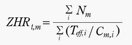 ZHRt,m=∑Nm/∑(Teff,i/Cm,i)